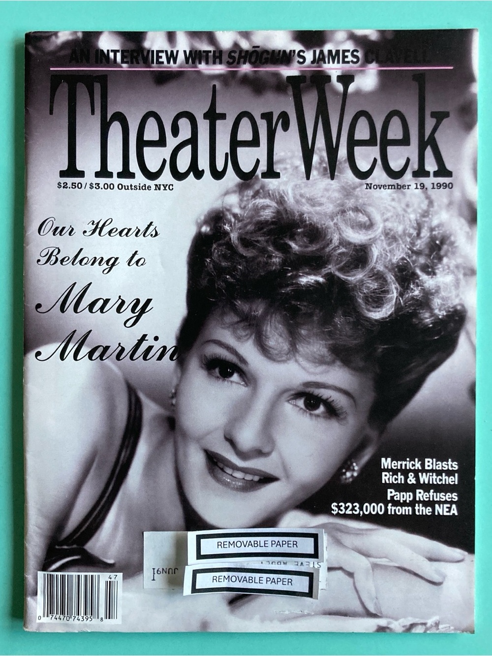 Mary Martin Theater Week Magazine November 19 1990 Address Label Scuffed Pages